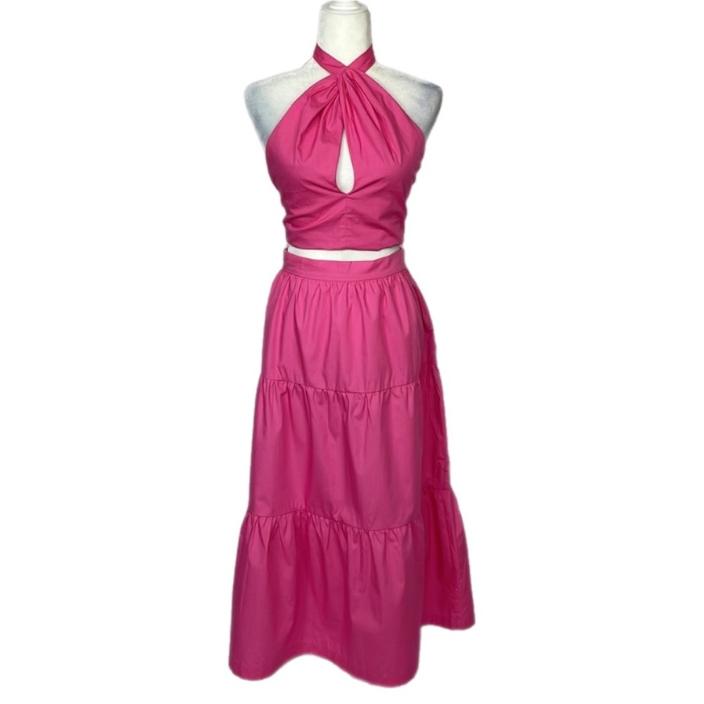 Hot Pink maxi dress Anthropologie O.P.T. skirt and halter top set NWT.